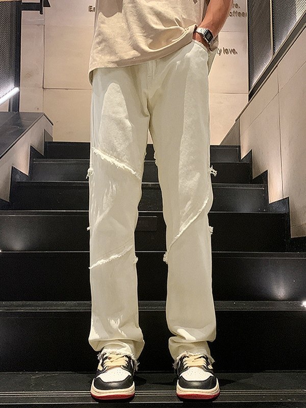 Ausgefranste Herrenjeans mit geradem Bein-2