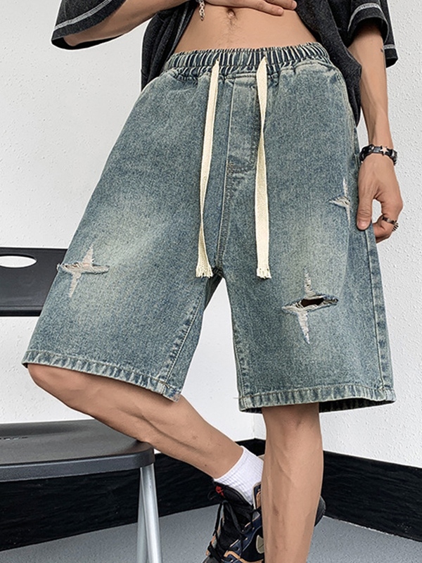 Star Ripped Kordelzug-Shorts für Herren-1