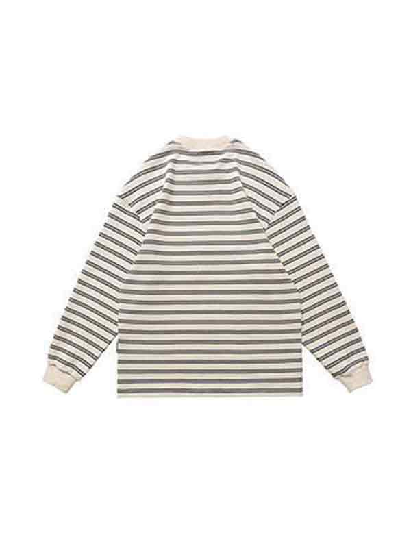 Langärmliges Pull-Over-T-Shirt für Herren mit Streifenmuster-1
