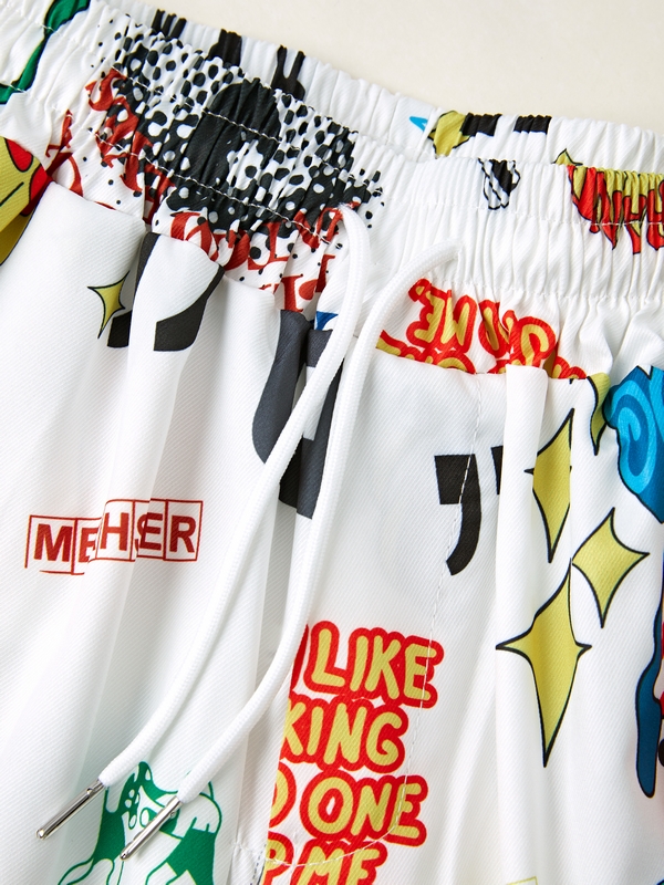 Interessante Herrenhose mit Graffiti-Print und weitem Bein-4