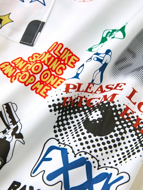 Interessante Herrenhose mit Graffiti-Print und weitem Bein-2