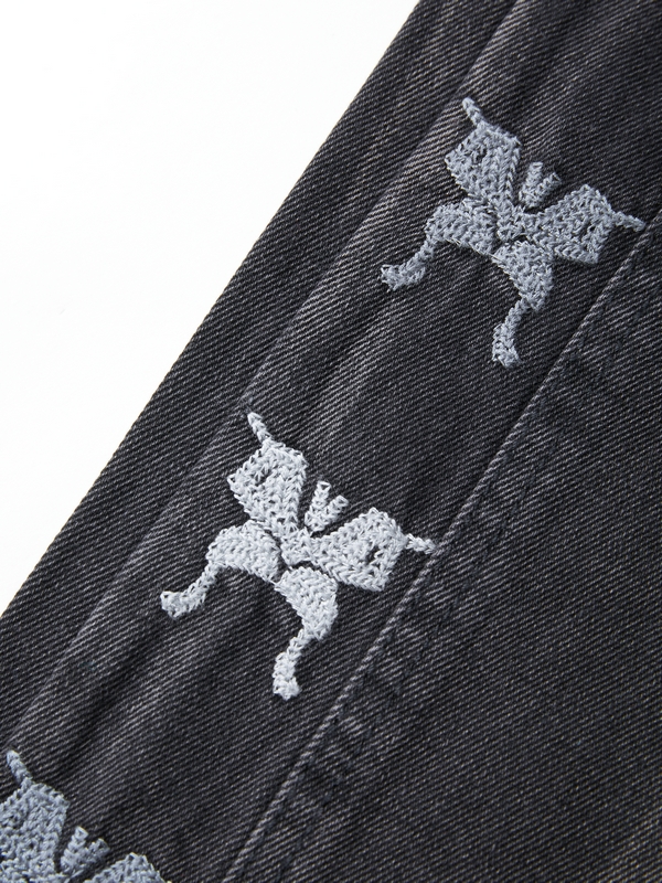 Herren-Jeans mit geradem Bein und Vintage-Ombre-Schmetterlings-Print-4