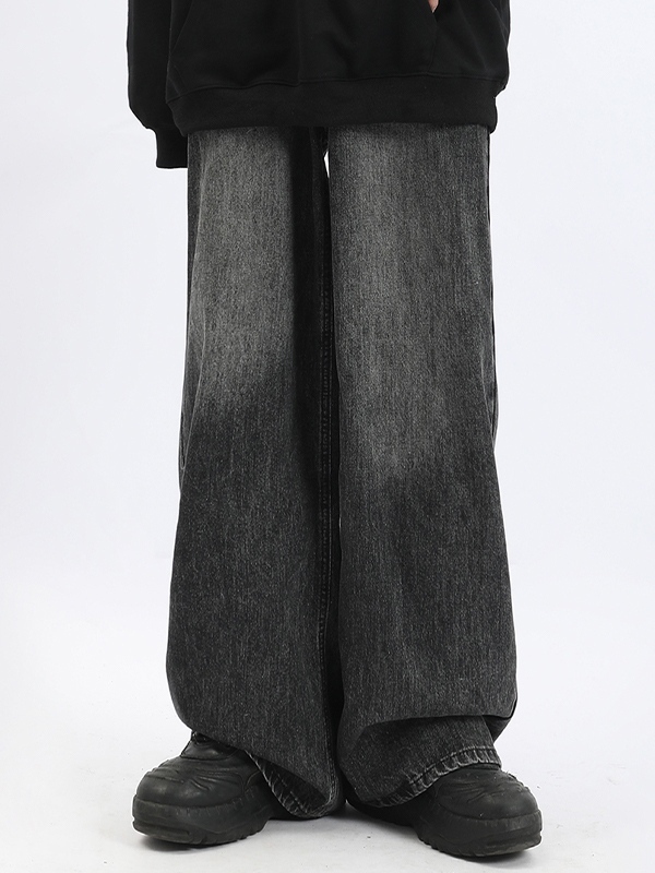 Lose Herrenjeans mit verwaschenem Spinnennetz-Print-2