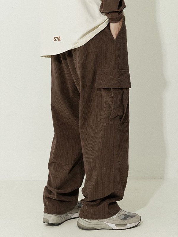 Herren-Cargohose aus Cord mit Pattentasche und Schnürung-4