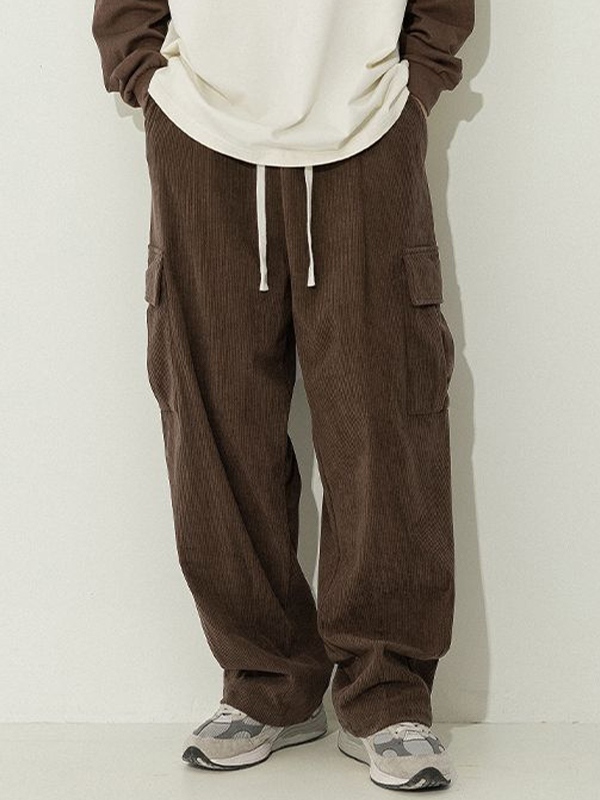 Herren-Cargohose aus Cord mit Pattentasche und Schnürung-2
