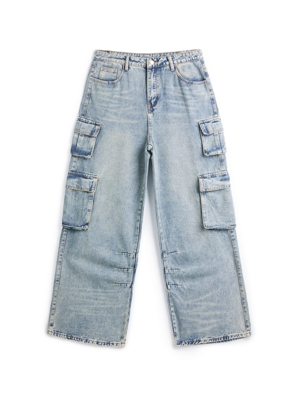 Verwaschene Herren-Cargojeans mit mehreren Taschen-8
