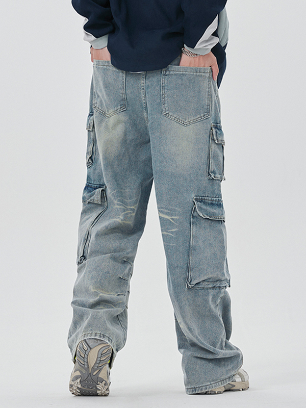Verwaschene Herren-Cargojeans mit mehreren Taschen-6