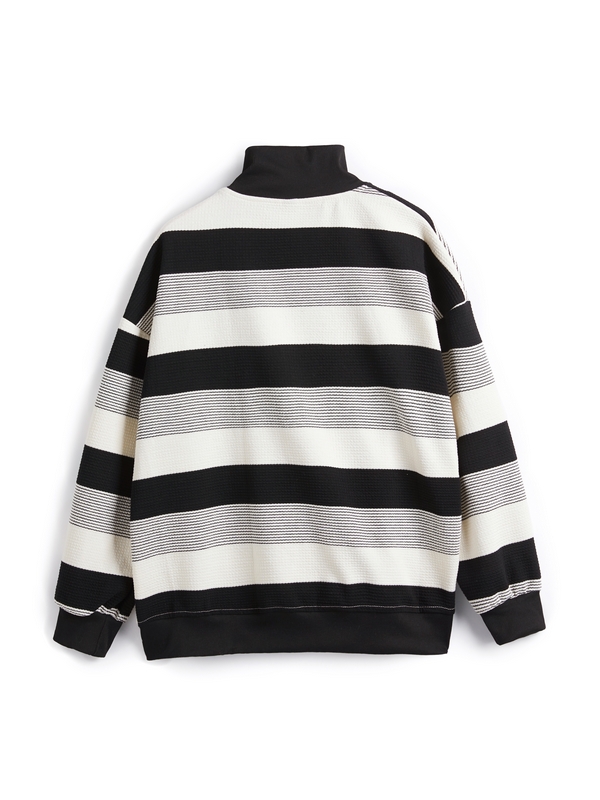 Gestreiftes Vintage-Sweatshirt mit halbem Reißverschluss für Herren-1