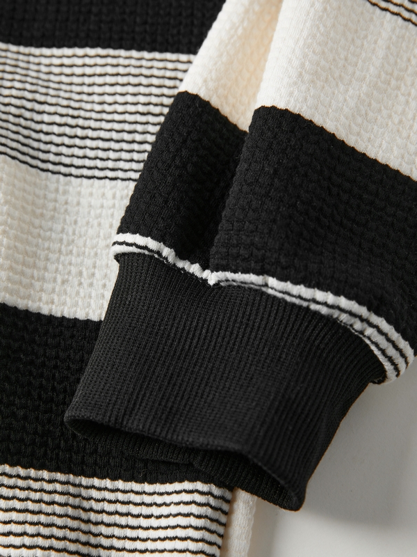 Gestreiftes Vintage-Sweatshirt mit halbem Reißverschluss für Herren-3