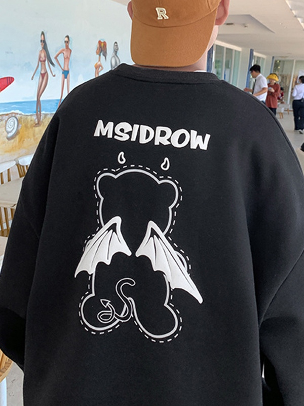 Reflektierendes Herren-Sweatshirt mit Bärenmuster und Rundhalsausschnitt-2