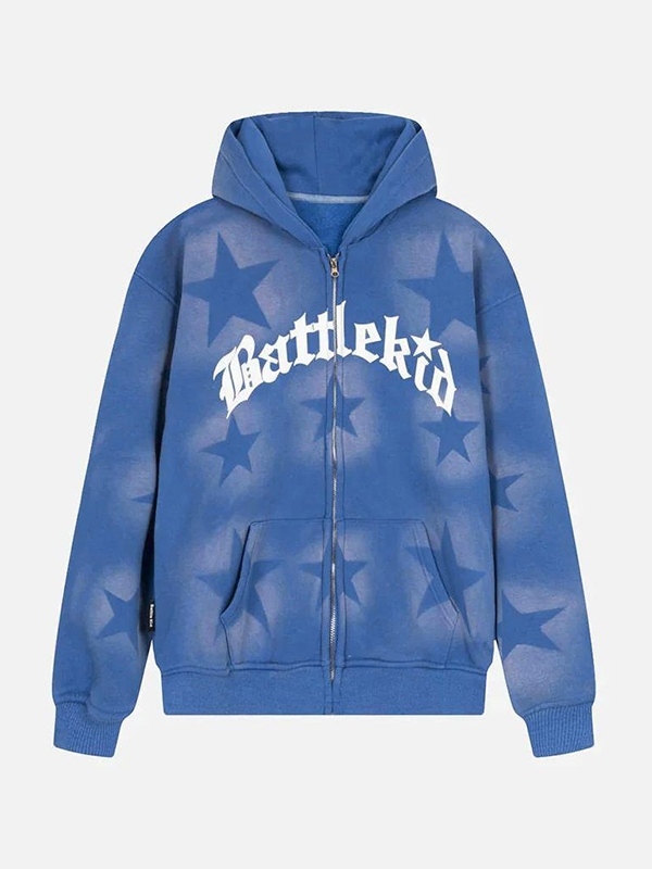 Übergroßer Kapuzenpullover mit Stern-Buchstaben-Print für Herren-2