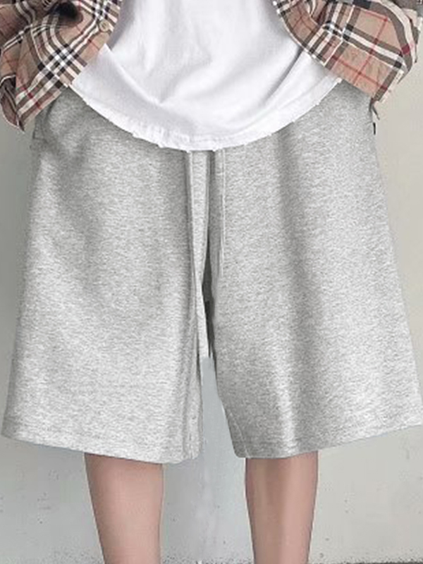 Einfarbige Herren-Shorts mit Kordelzug-3