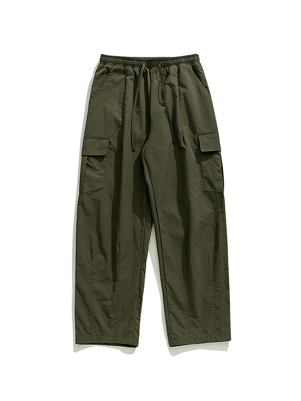 Strukturierte Herren-Cargohose mit Kordelzug und großen Taschen-3