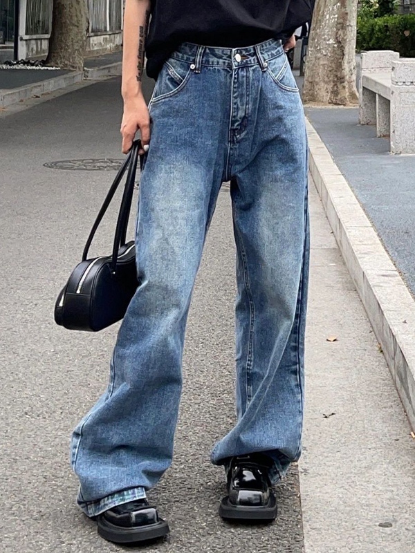 Verwaschene Baggy-Boyfriend-Jeans mit hoher Taille-1