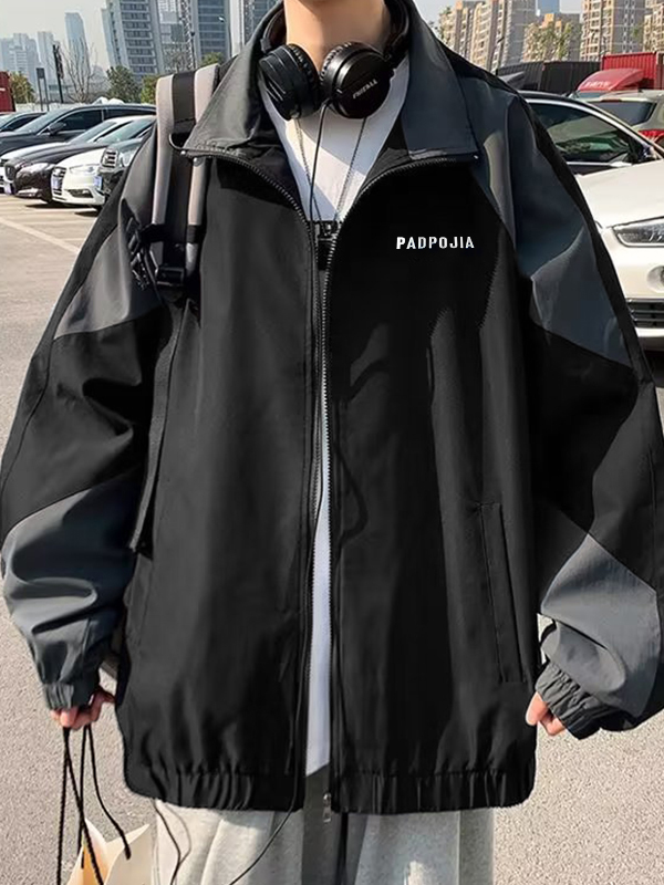 Herren Kontrastjacke mit Reißverschluss-2