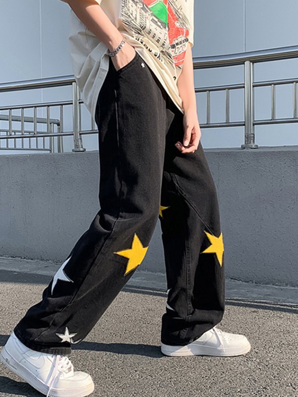 Lockere Jeans mit Patch-Star-Grafik für Herren-2