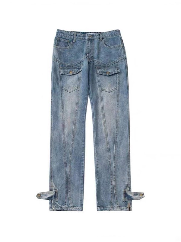 Herren-Patchwork-Cargo-Jeans mit geradem Bein-1