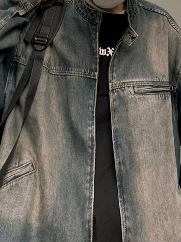 Herren-Jeansjacke im Vintage-Reißverschluss-Design-4