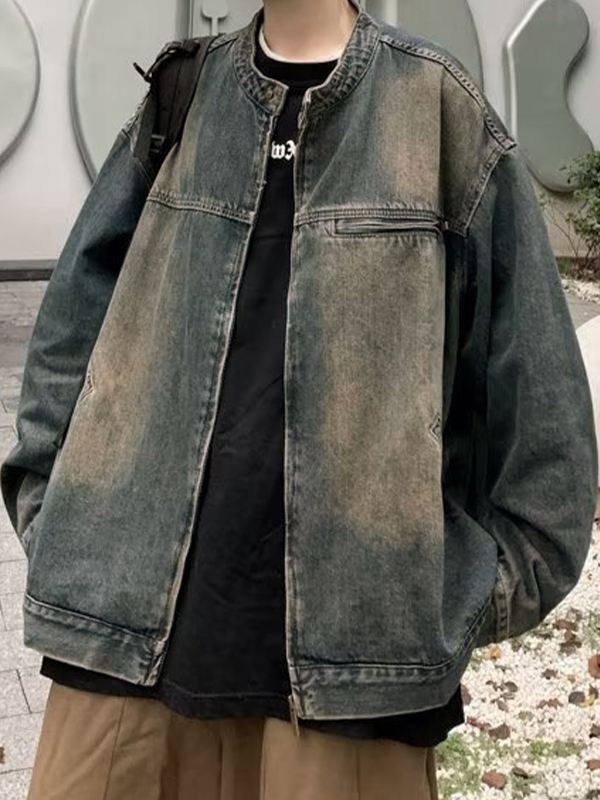Herren-Jeansjacke im Vintage-Reißverschluss-Design-3
