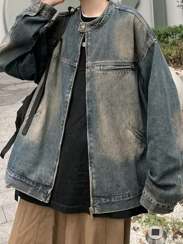 Herren-Jeansjacke im Vintage-Reißverschluss-Design-2