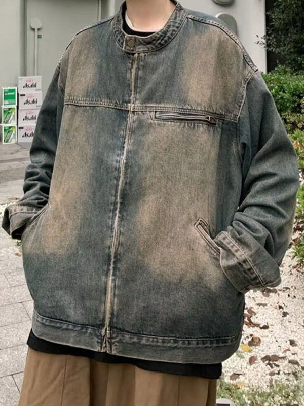 Herren-Jeansjacke im Vintage-Reißverschluss-Design-1