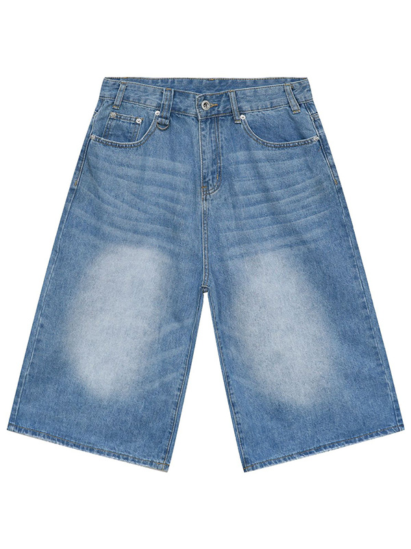 Jeansshorts im Streetstyle mit weitem Bein und geradem Bein-5