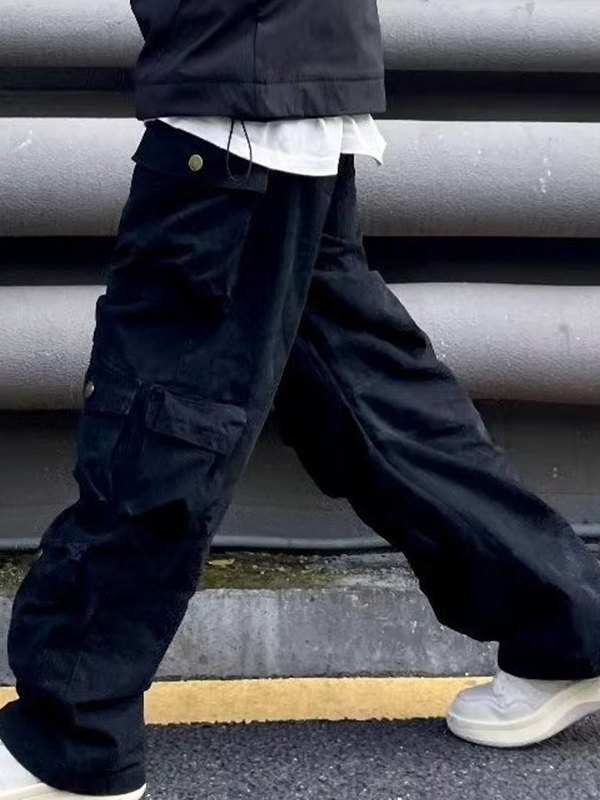 Lose Cargohose mit Vintage-Tasche für Herren-5