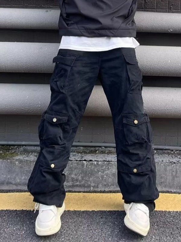 Lose Cargohose mit Vintage-Tasche für Herren-1