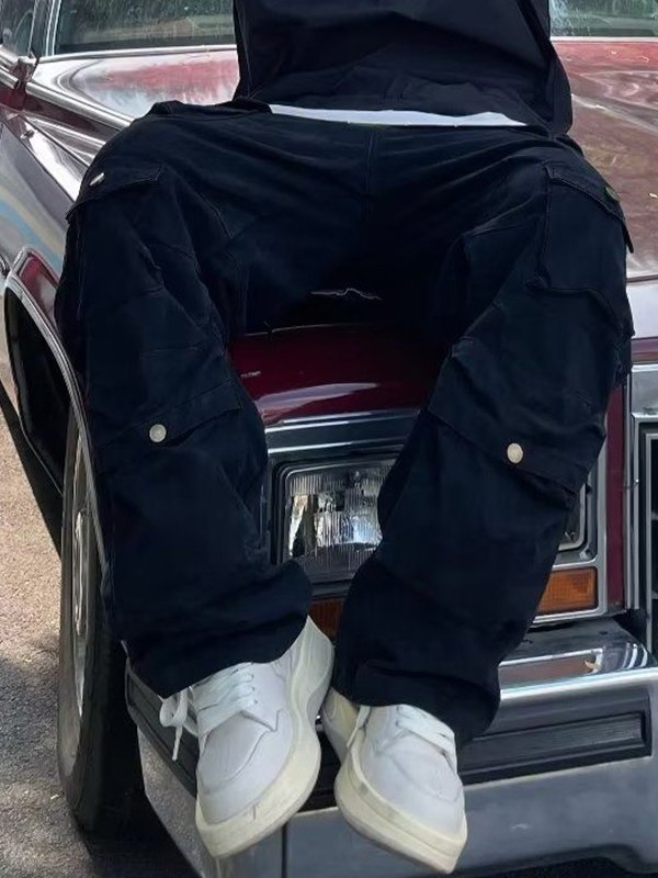 Lose Cargohose mit Vintage-Tasche für Herren-4