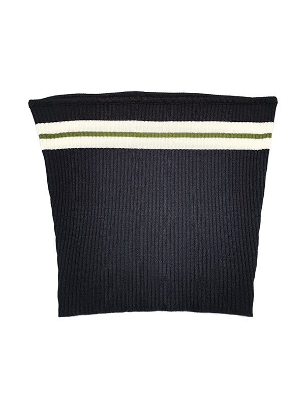 Gestricktes, gestreiftes Bandeau-Crop-Top-5