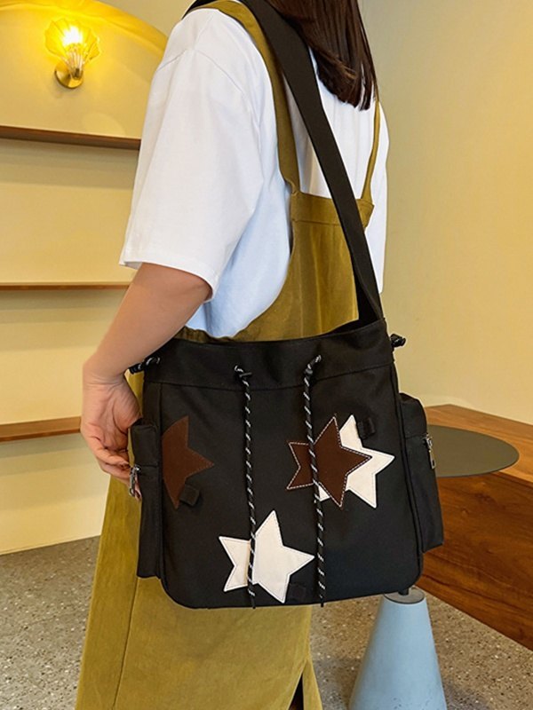 Canvas-Tasche mit kontrastierendem Stern-Print-1
