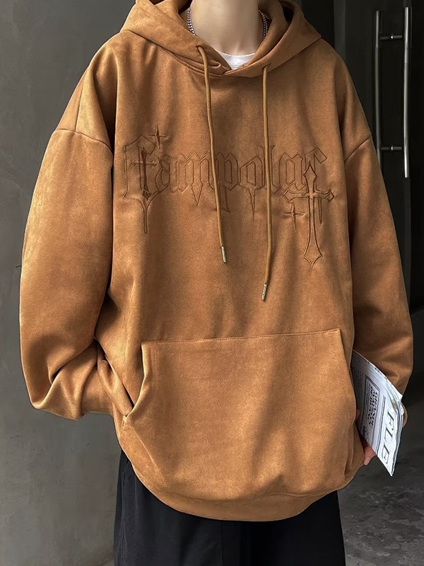 Übergroßer Kapuzenpullover mit Buchstaben-Kreuz-Print für Herren-2