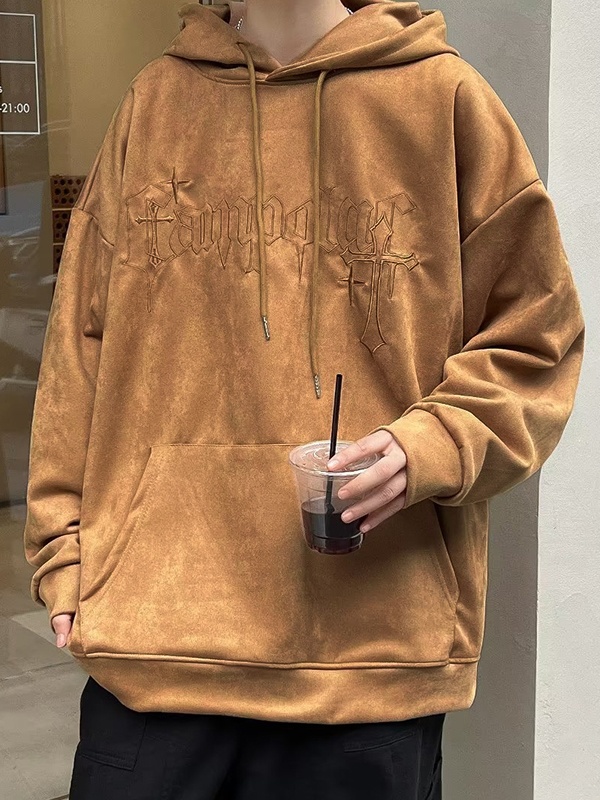 Übergroßer Kapuzenpullover mit Buchstaben-Kreuz-Print für Herren-1