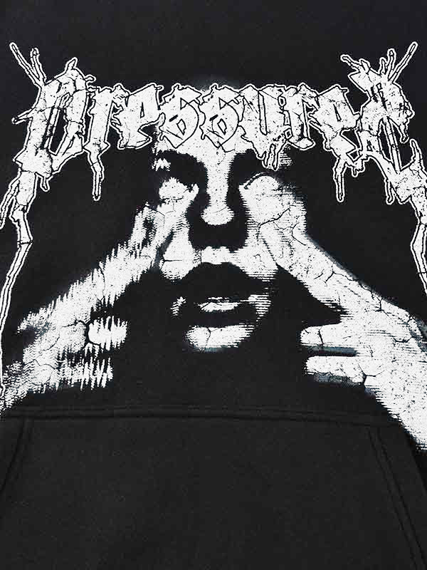 Dicker, übergroßer Kapuzenpullover mit Street-Print für Herren-3