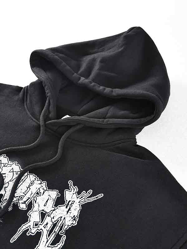 Dicker, übergroßer Kapuzenpullover mit Street-Print für Herren-2