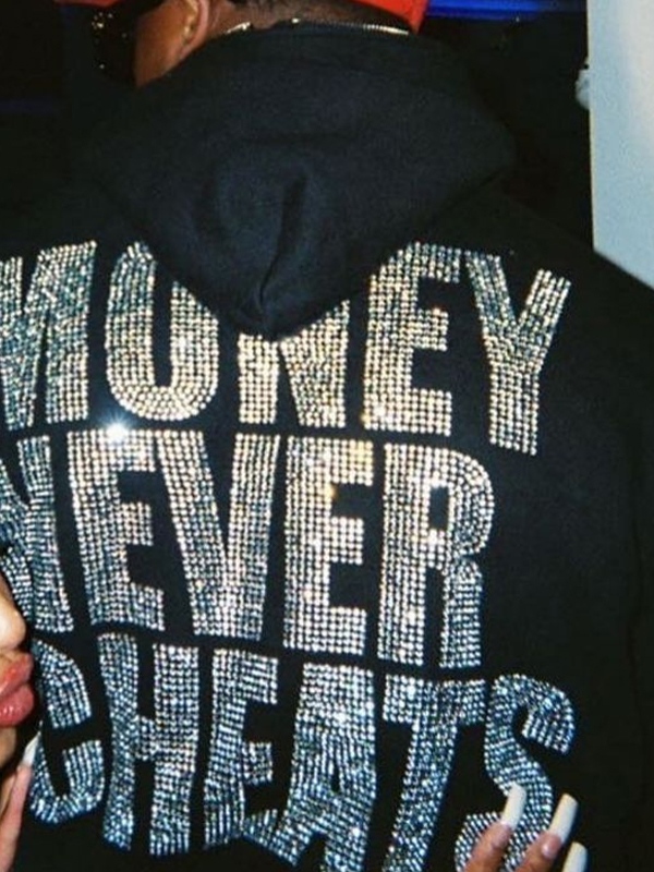 Übergroßer Fleece-Hoodie mit glänzenden Buchstaben und Strasssteinen für Herren-1