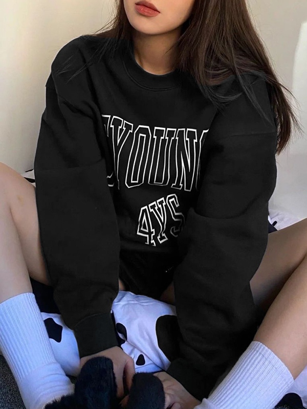 Sweatshirt mit Buchstaben-Print im amerikanischen Vintage-Stil-1