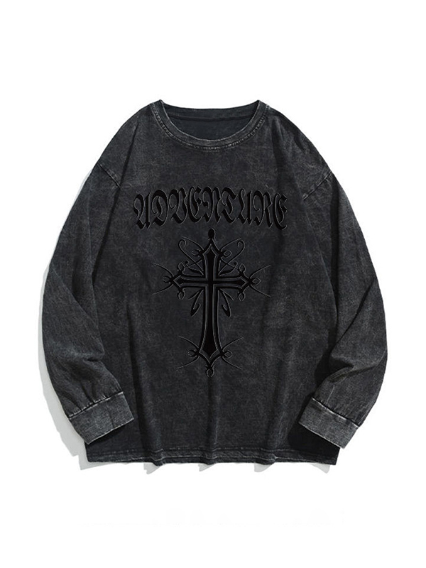 Herren-Sweatshirt mit Distressed-Cross-Print-1