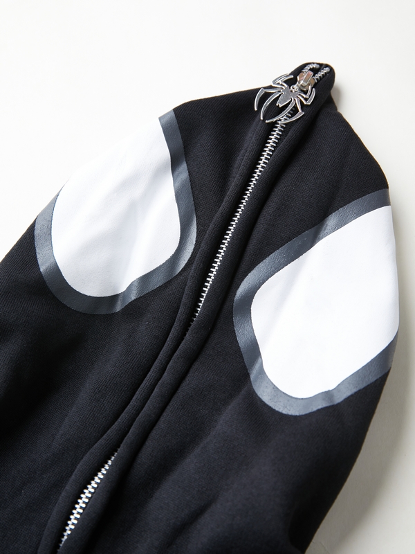 Übergroßer Kapuzenpullover mit durchgehendem Reißverschluss und Punk-Spider-Print für Herren-4