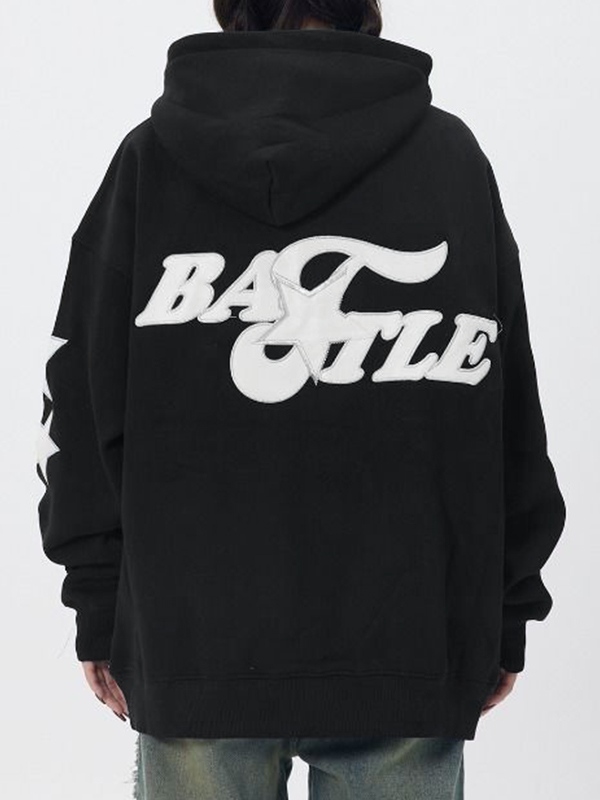 Übergroßer Kapuzenpullover mit Street-Letter-Stern-Print-2