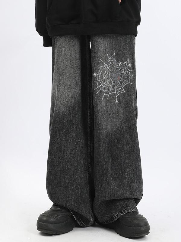 Lockere Jeans mit Spider-Wash-Ombré-Muster für Herren-1