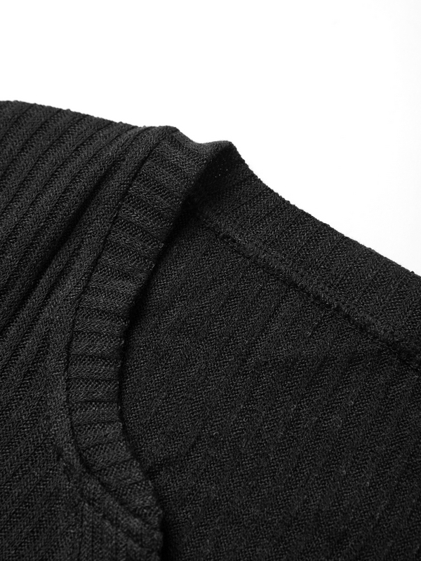 Langärmliges Stricktop mit Spitzeneinsatz und Knöpfen-5