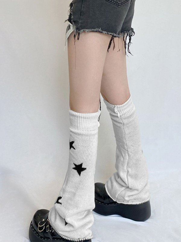 Reverse Star Jacquard gestrickte Beinlinge-3