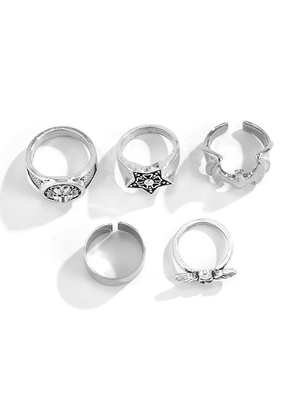 Herren 5pcs Punk Silberring-4