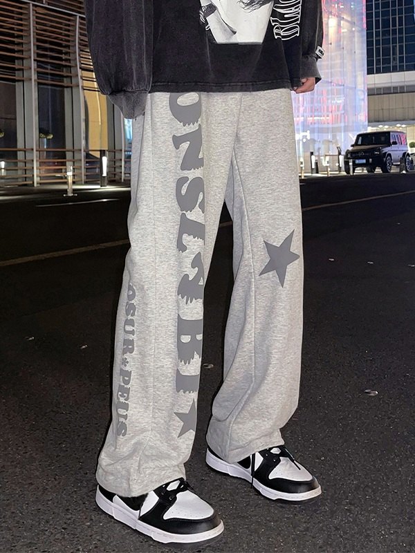 Lockere Jogginghose mit Buchstabe-Stern-Grafik für Herren-1