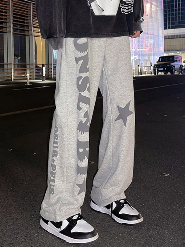 Lockere Jogginghose mit Buchstabe-Stern-Grafik für Herren-2