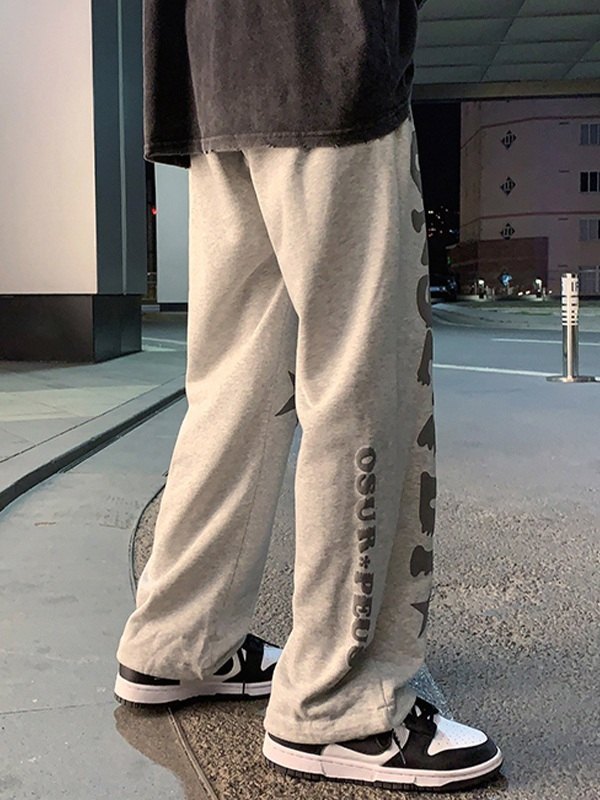 Lockere Jogginghose mit Buchstabe-Stern-Grafik für Herren-4