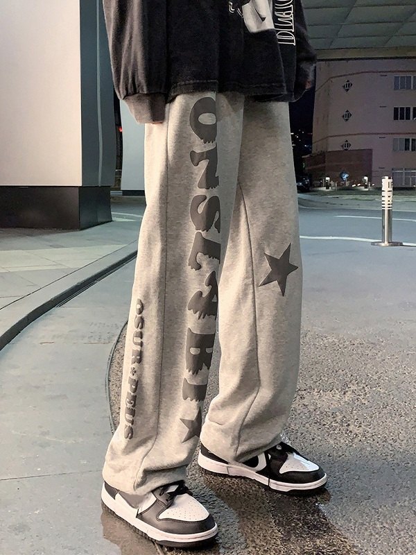 Lockere Jogginghose mit Buchstabe-Stern-Grafik für Herren-3