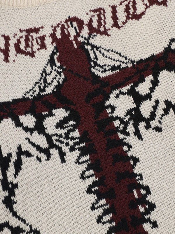 Distressed-Pullover mit Kreuz-Jacquard für Herren-3