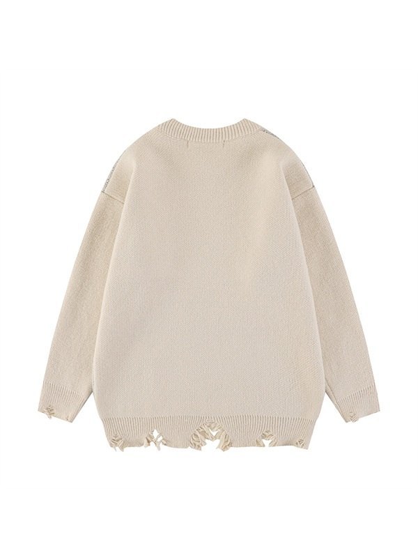 Distressed-Pullover mit Kreuz-Jacquard für Herren-1